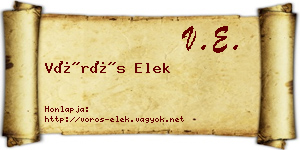 Vörös Elek névjegykártya